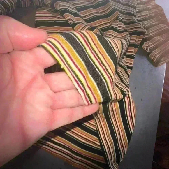 Zara large‎ scoop neck short sleeve stripe T-shirt notched edge detail. Stretchy - Picture 8 of 8